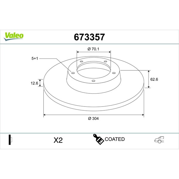Bromsskiva Solid, Bakaxel Valeo 673357 VALEO