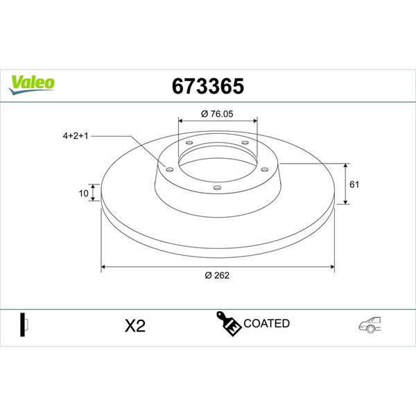 Bromsskiva Solid, Bakaxel Valeo 673365 VALEO