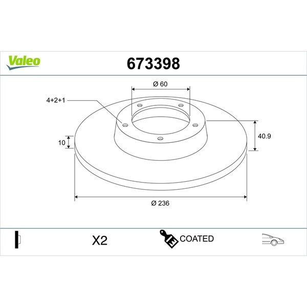 Bromsskiva Solid, Framaxel Valeo 673398 VALEO