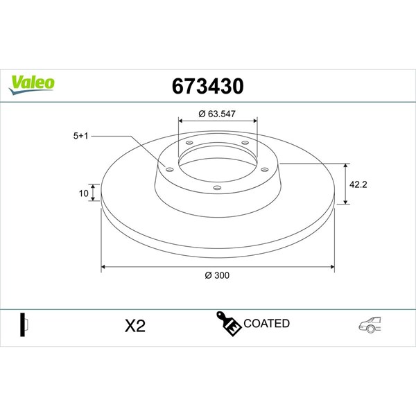 Bromsskiva Solid, Bakaxel Valeo 673430 VALEO