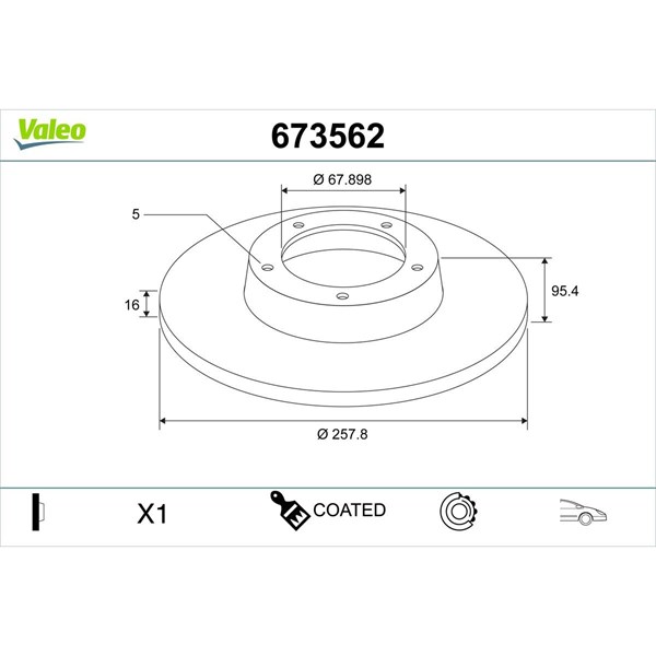 Bromsskiva Solid, Framaxel Valeo 673562 VALEO Bromsskiva Solid, Framaxel Valeo 673562 VALEO