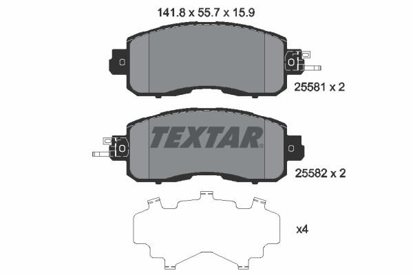 Bromsbeläggsats, Framaxel Textar 2558101 TEXTAR