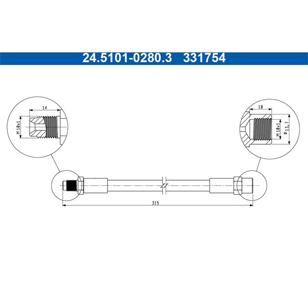 Bromsslang, Bakaxel, Framaxel Ate 24.5101-0280.3 ATE
