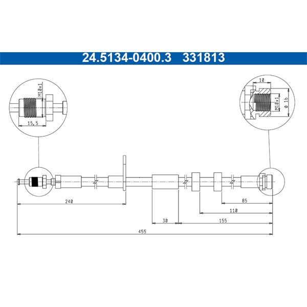 Bromsslang, Framaxel Ate 24.5134-0400.3 ATE Bromsslang, Framaxel Ate 24.5134-0400.3 ATE