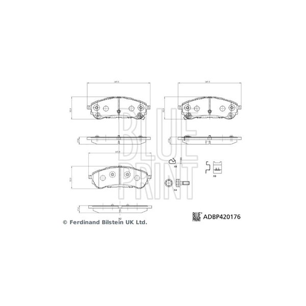 Bromsbeläggsats, Bakaxel Blue print ADBP420176 BLUE PRINT