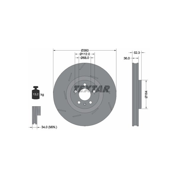 Bromsskiva Ventilerad, framaxel vänster Textar 92334205 TEXTAR Bromsskiva Ventilerad, framaxel vänster Textar 92334205 TEXTAR