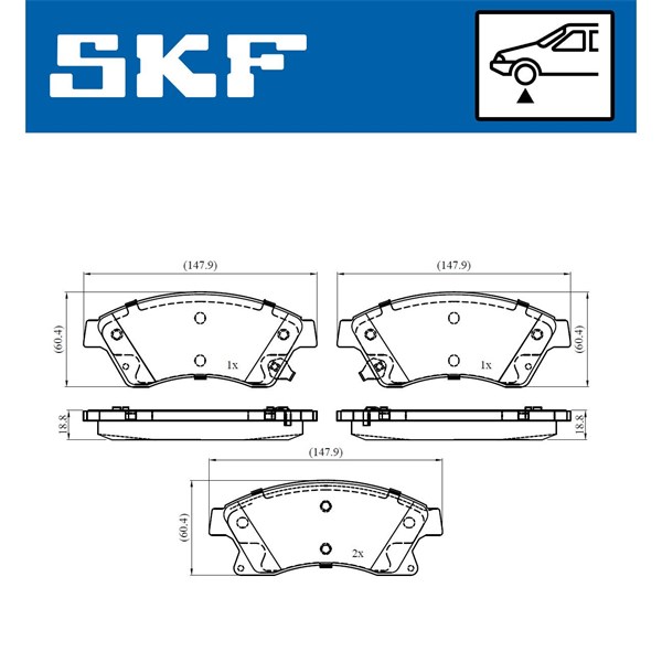 Bromsbeläggsats, Framaxel Skf VKBP 80245 A SKF Bromsbeläggsats, Framaxel Skf VKBP 80245 A SKF