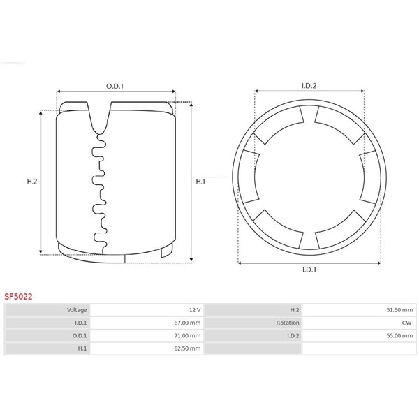 Fältlindning, startmotor 12V As-pl SF5022 AS-PL