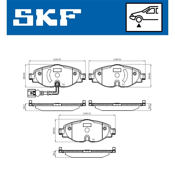 Bromsbeläggsats, Framaxel, Bakaxel Skf VKBP 80018 E SKF Bromsbeläggsats, Framaxel, Bakaxel Skf VKBP 80018 E SKF