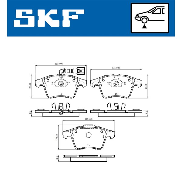 Bromsbeläggsats, Framaxel Skf VKBP 80042 E SKF Bromsbeläggsats, Framaxel Skf VKBP 80042 E SKF