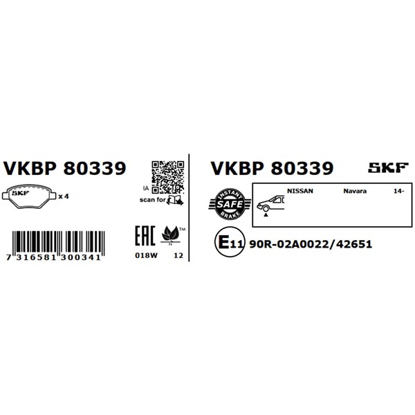 Bromsbeläggsats, Framaxel Skf VKBP 80339 SKF