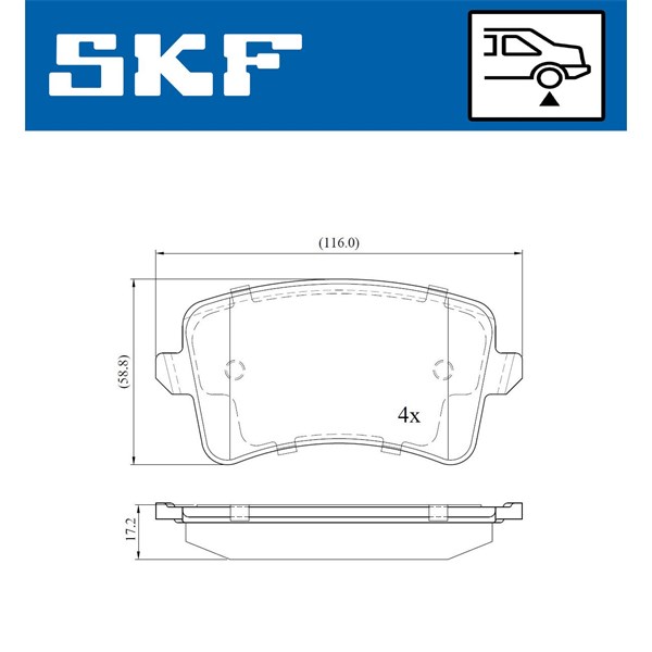 Bromsbeläggsats, Bakaxel Skf VKBP 90052 SKF Bromsbeläggsats, Bakaxel Skf VKBP 90052 SKF
