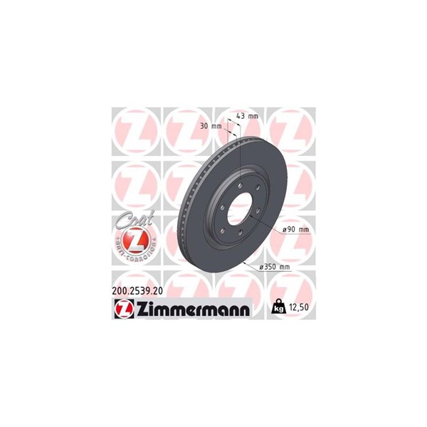 Bromsskiva Ventilerad, Framaxel Zimmermann 200.2539.20 ZIMMERMANN