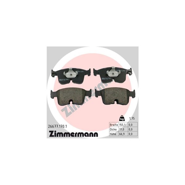 Bromsbeläggsats, Framaxel Zimmermann 26677.170.1 ZIMMERMANN