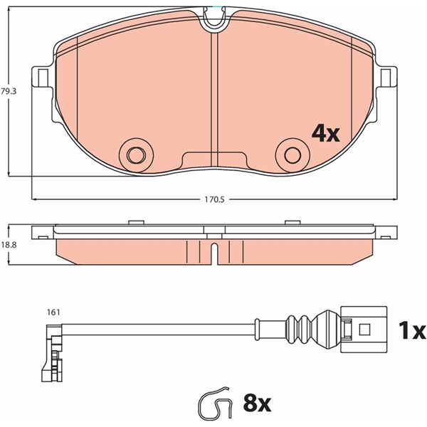 Bromsbeläggsats, Framaxel Trw GDB2486 TRW
