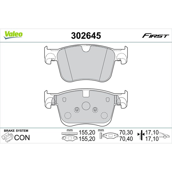 Bromsbeläggsats, Framaxel Valeo 302645 VALEO