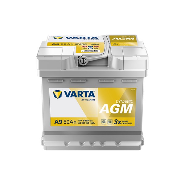STARTBATTERI Varta Dynamic AGM A9 (E39) 12V 50Ah 540A, Bagageutry VARTA