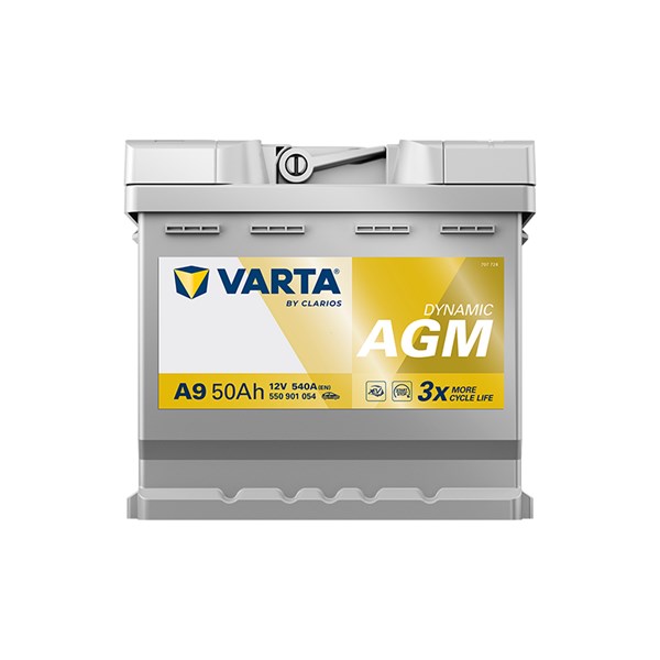 STARTBATTERI Varta Dynamic AGM A9 (E39) 12V 50Ah 540A, Bagageutry VARTA