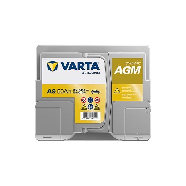 STARTBATTERI Varta Dynamic AGM A9 (E39) 12V 50Ah 540A, Bagageutry VARTA