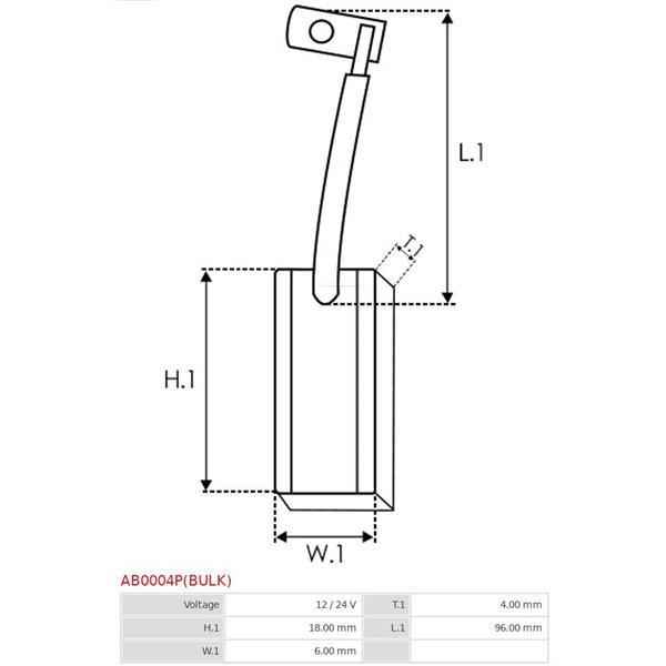 Kolborste, generator 12V As-pl gul AB0004P(BULK) AS-PL