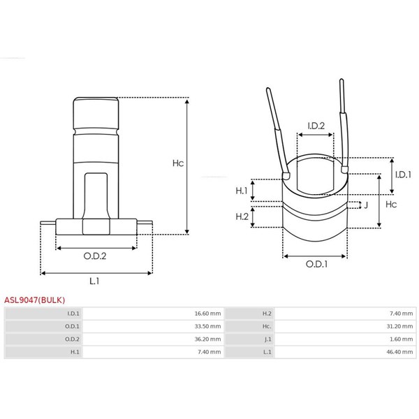 Släpring, generator As-pl gul ASL9047(BULK) AS-PL