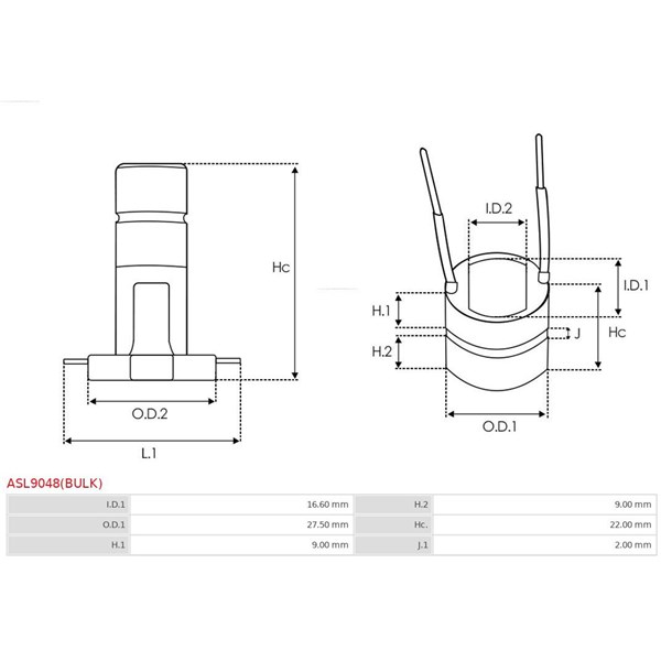 Släpring, generator As-pl gul ASL9048(BULK) AS-PL