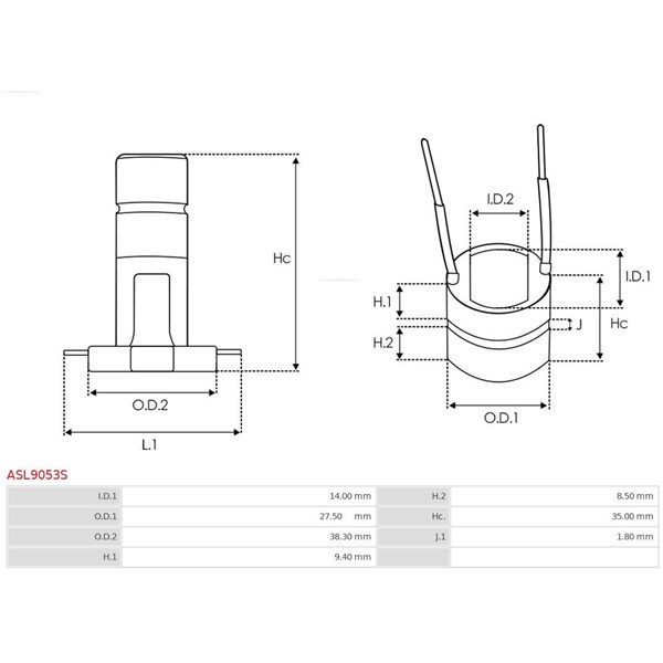 Släpring, generator As-pl gul ASL9053S AS-PL Släpring, generator As-pl gul ASL9053S AS-PL