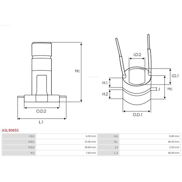 Släpring, generator As-pl gul ASL9065S AS-PL