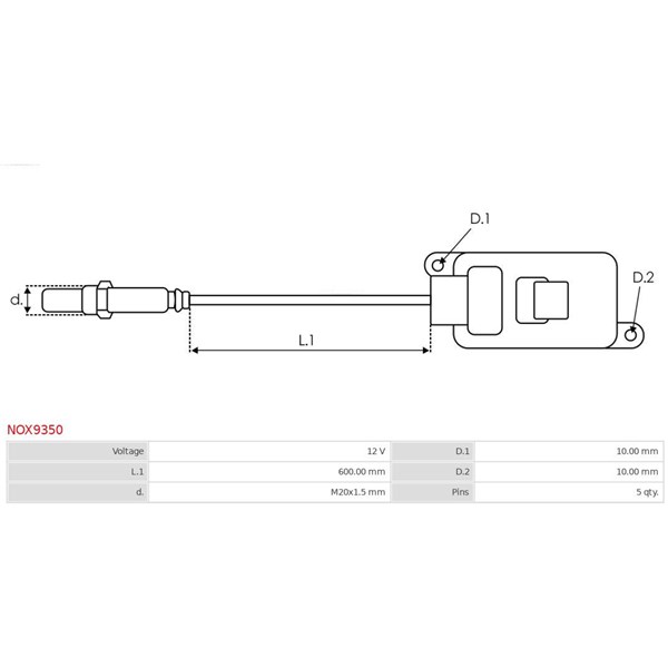 NOx-sensor, ureainsprutning 12V As-pl gul NOX9350 AS-PL NOx-sensor, ureainsprutning 12V As-pl gul NOX9350 AS-PL