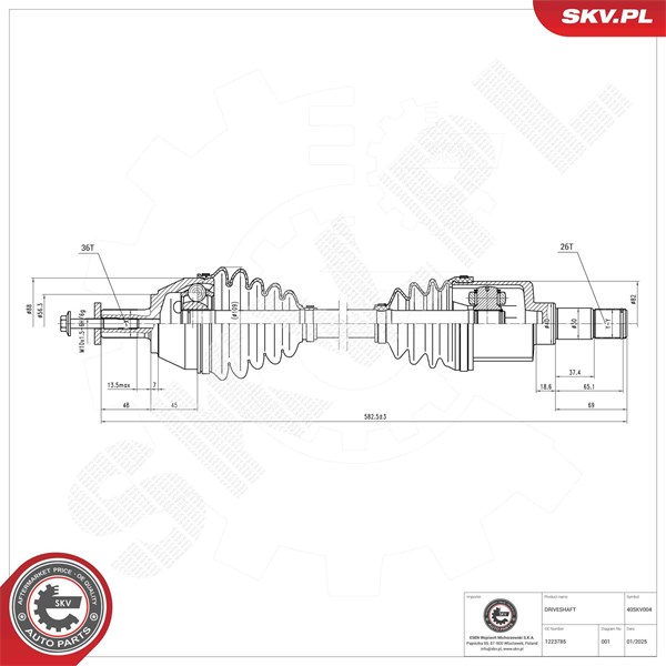 Drivaxel, framaxel vänster Esen skv 40SKV004 ESEN SKV Drivaxel, framaxel vänster Esen skv 40SKV004 ESEN SKV