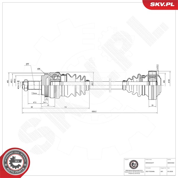 Drivaxel, Bakaxel höger Esen skv 40SKV042 ESEN SKV
