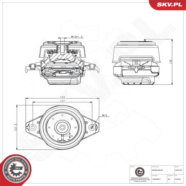 Motorkudde, Vänster Esen skv 75SKV122 ESEN SKV
