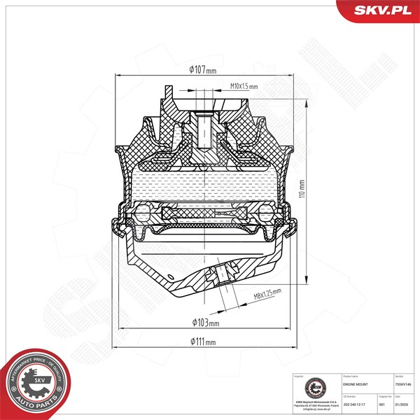 Motorkudde, Vänster Esen skv 75SKV146 ESEN SKV