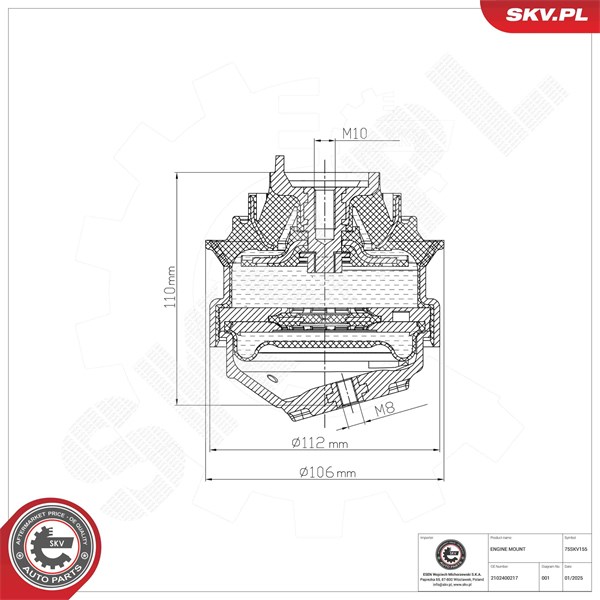 Motorkudde, Höger fram Esen skv 75SKV155 ESEN SKV