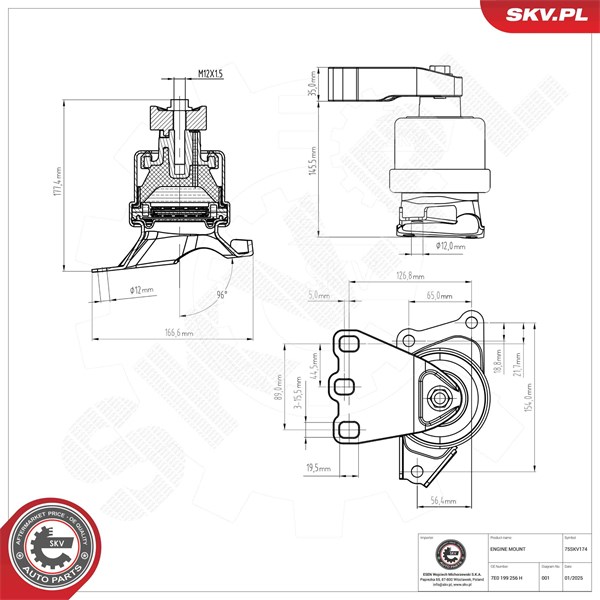 Motorkudde, Höger Esen skv 75SKV174 ESEN SKV