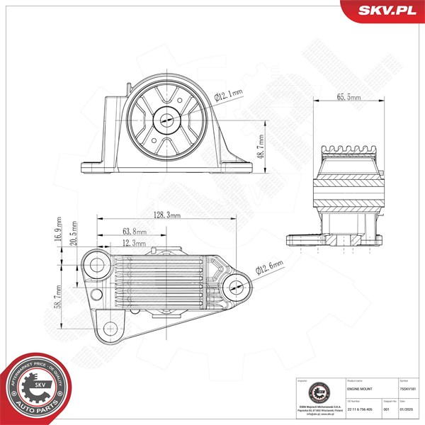 Motorkudde, Höger bak Esen skv 75SKV181 ESEN SKV