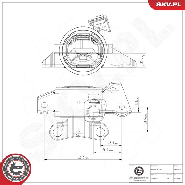 Motorkudde, Höger Esen skv 75SKV211 ESEN SKV