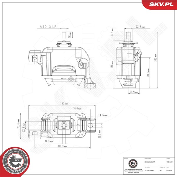 Motorkudde, Höger Esen skv 75SKV219 ESEN SKV