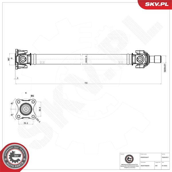 Drivaxel, Framaxel Esen skv 76SKV012 ESEN SKV