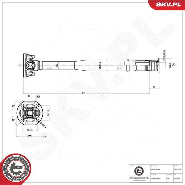 Drivaxel, Framaxel Esen skv 76SKV035 ESEN SKV