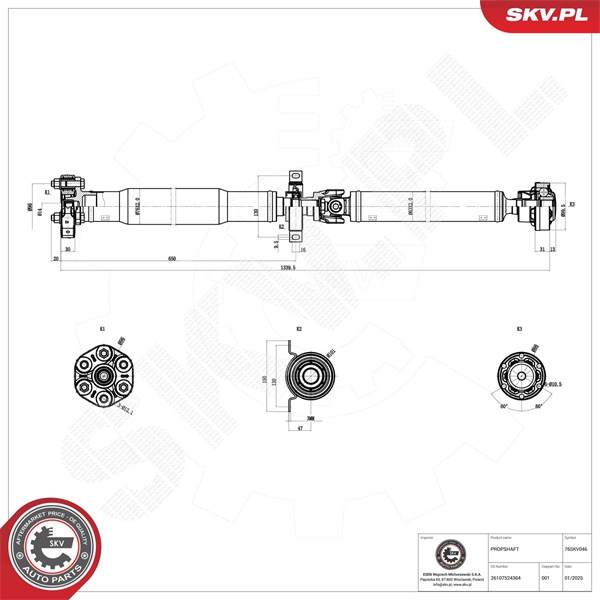 Drivaxel, Bakaxel Esen skv 76SKV046 ESEN SKV