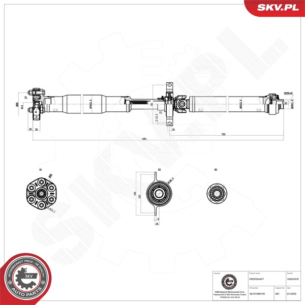 Drivaxel, Bakaxel, Bak Esen skv 76SKV070 ESEN SKV