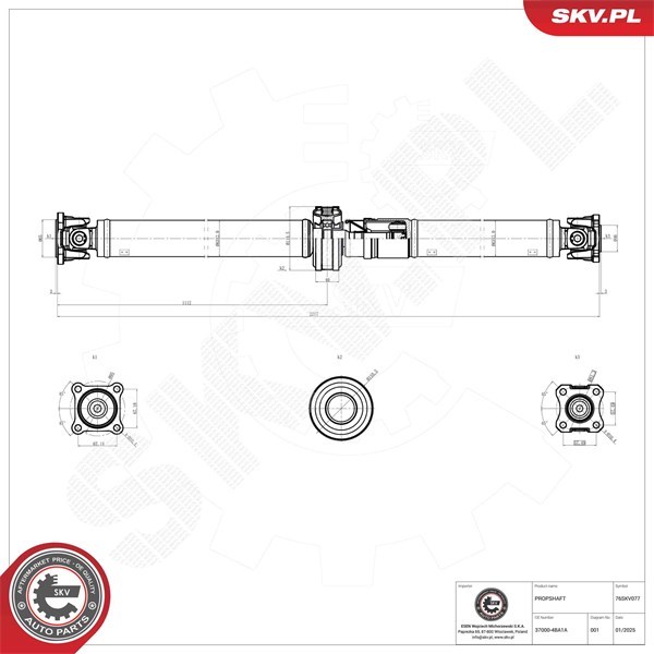 Drivaxel, Bakaxel Esen skv 76SKV077 ESEN SKV