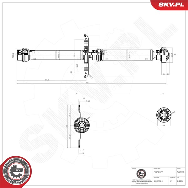 Drivaxel, Bakaxel Esen skv 76SKV091 ESEN SKV