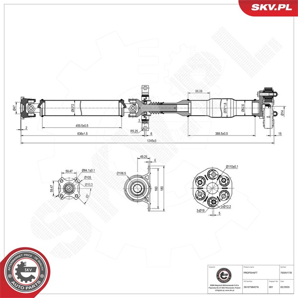 Drivaxel, Bakaxel Esen skv 76SKV178 ESEN SKV