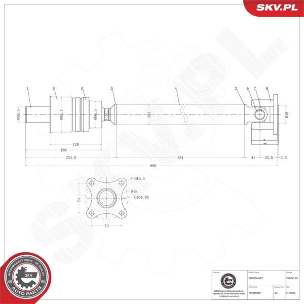 Drivaxel, Framaxel Esen skv 76SKV179 ESEN SKV