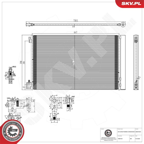 Kondensor, klimatanläggning Esen skv 86SKV022 ESEN SKV