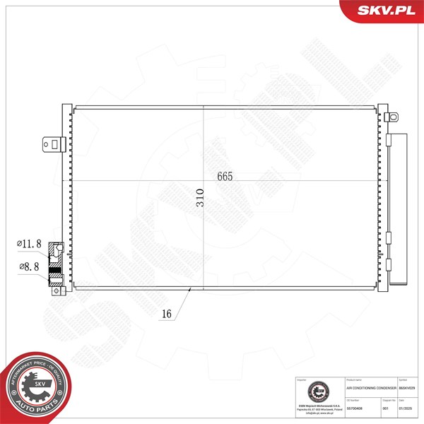 Kondensor, klimatanläggning Esen skv 86SKV029 ESEN SKV