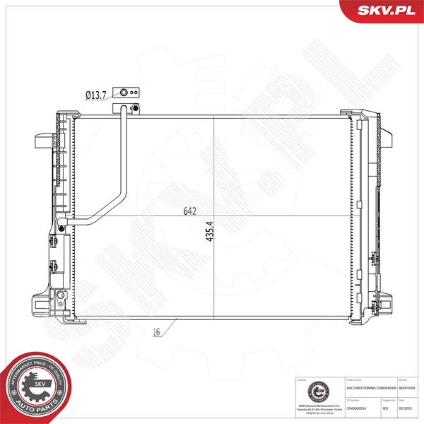 Kondensor, klimatanläggning Esen skv 86SKV059 ESEN SKV