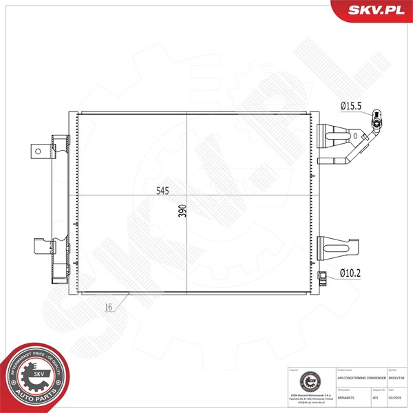 Kondensor, klimatanläggning Esen skv 86SKV108 ESEN SKV
